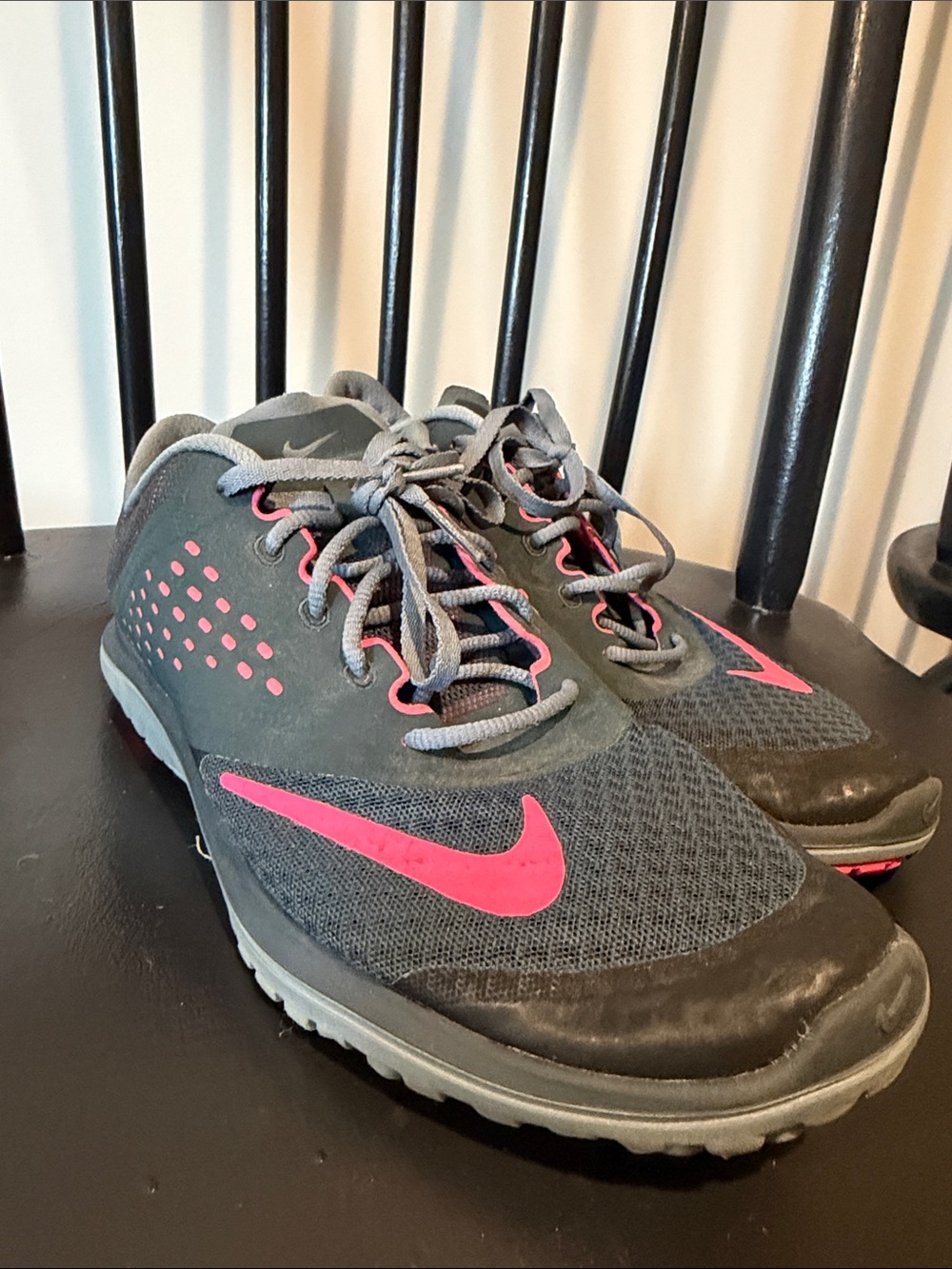 Nike Gray Sneakers with Pink Accents